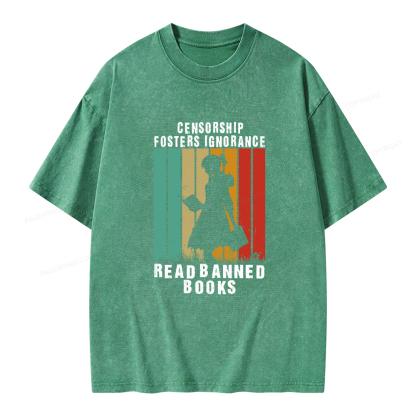 Pagewings Banned Books Vintage T-Shirt Unisex Washed T-shirt
