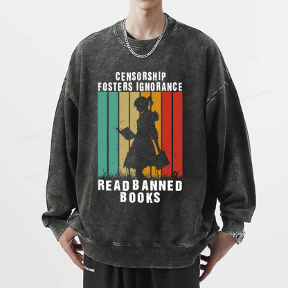 Pagewings Banned Books Vintage T-Shirt Unisex Washed Sweatshirt