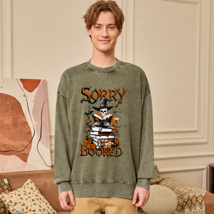Pagewings Halloween I'm Booked Unisex Washed Sweatshirt