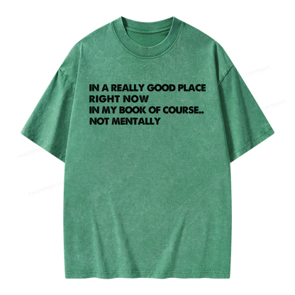 Pagewings In A Really Good Place Right Now Unisex Washed T-shirt
