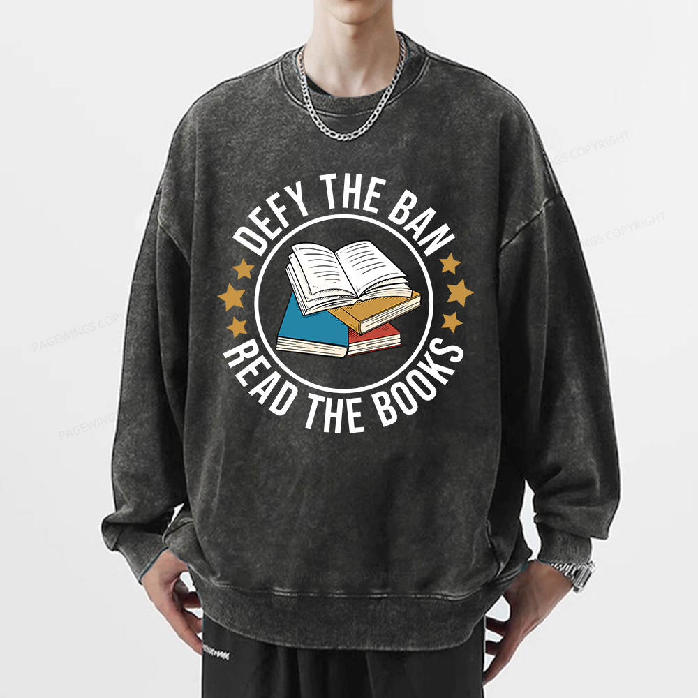 Pagewings Read Banned Books T-Shirt Unisex Washed Sweatshirt