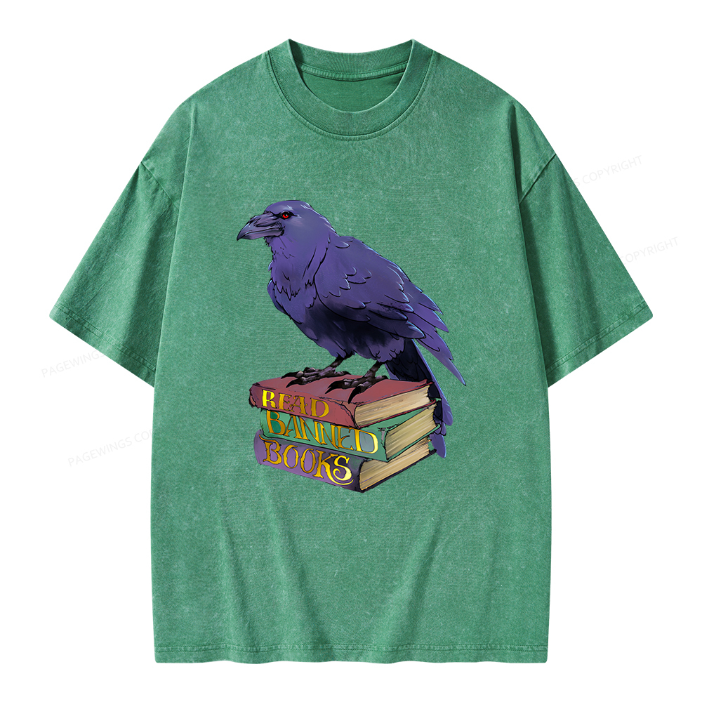 Pagewings Read Banned Books Unisex Washed T-shirt