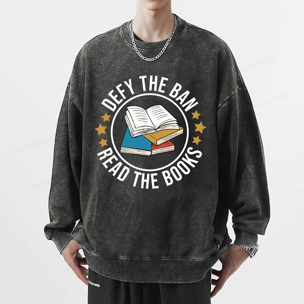 Pagewings Read Banned Books T-Shirt Unisex Washed Sweatshirt