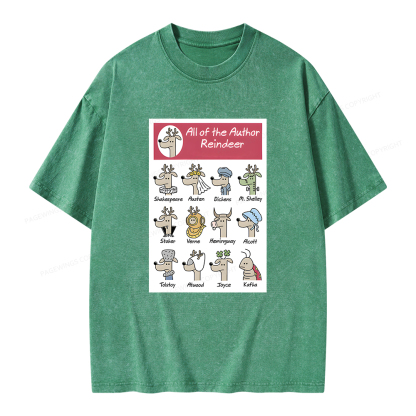Pagewings All Of The Author Reindeer Unisex Washed T-shirt