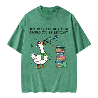 Pagewings How Many Nights A Week Should You Be Reading 6-7 Unisex Washed T-shirt