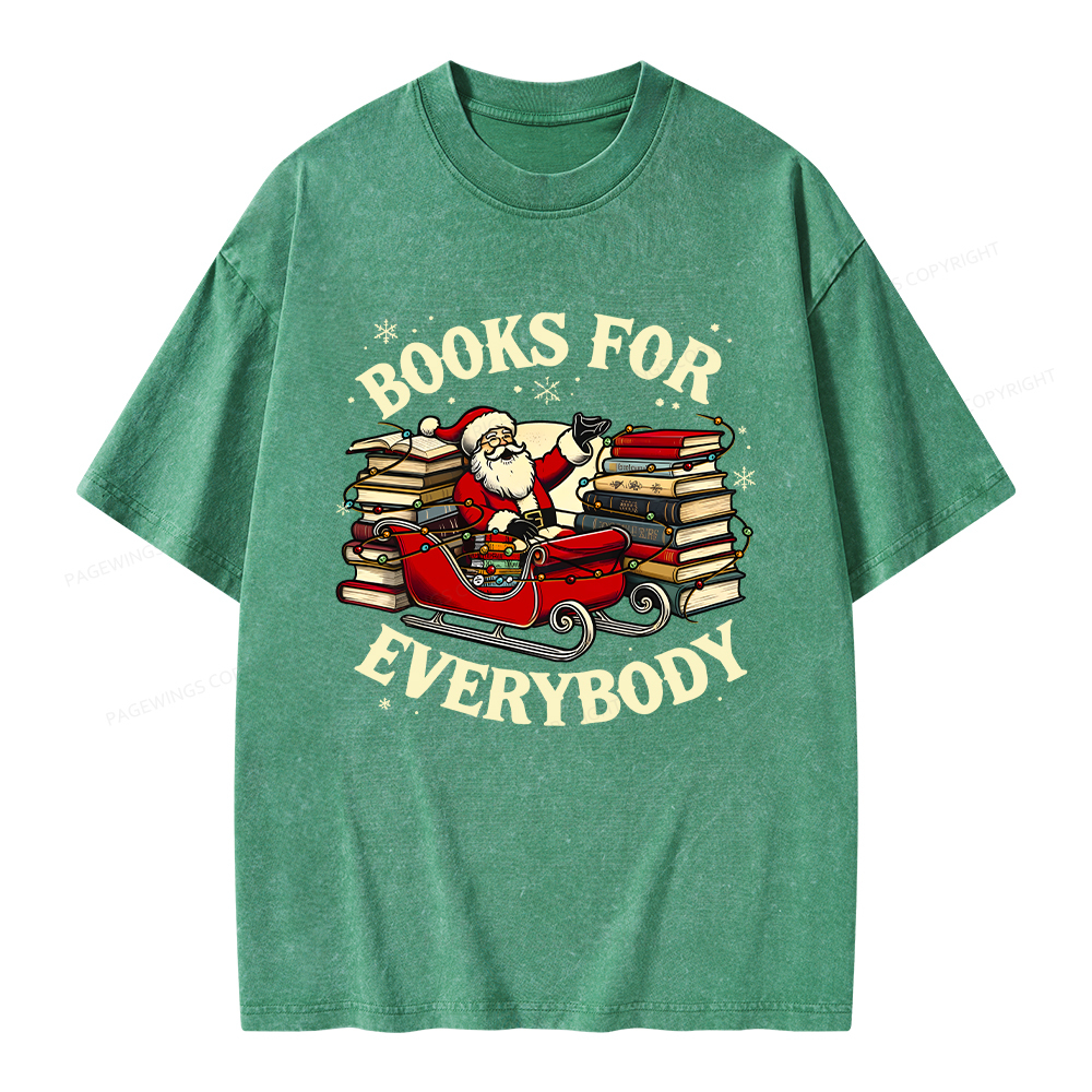 Pagewings Christmas Santa Book Lover Unisex Washed T-shirt