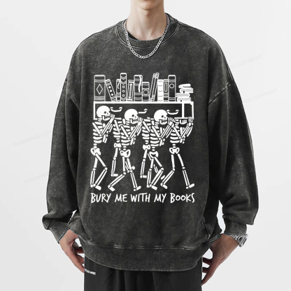 Pagewings Bury Me With My Books Unisex Washed Sweatshirt