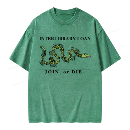 Pagewings Interlibrary Loan Unisex Washed T-shirt