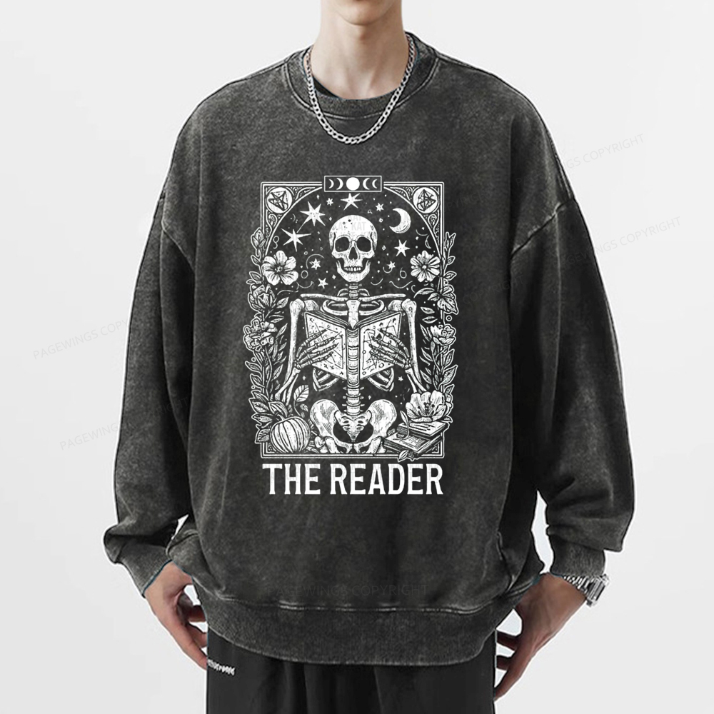 Pagewings The Reader Tarot Card Shirt Unisex Washed Sweatshirt