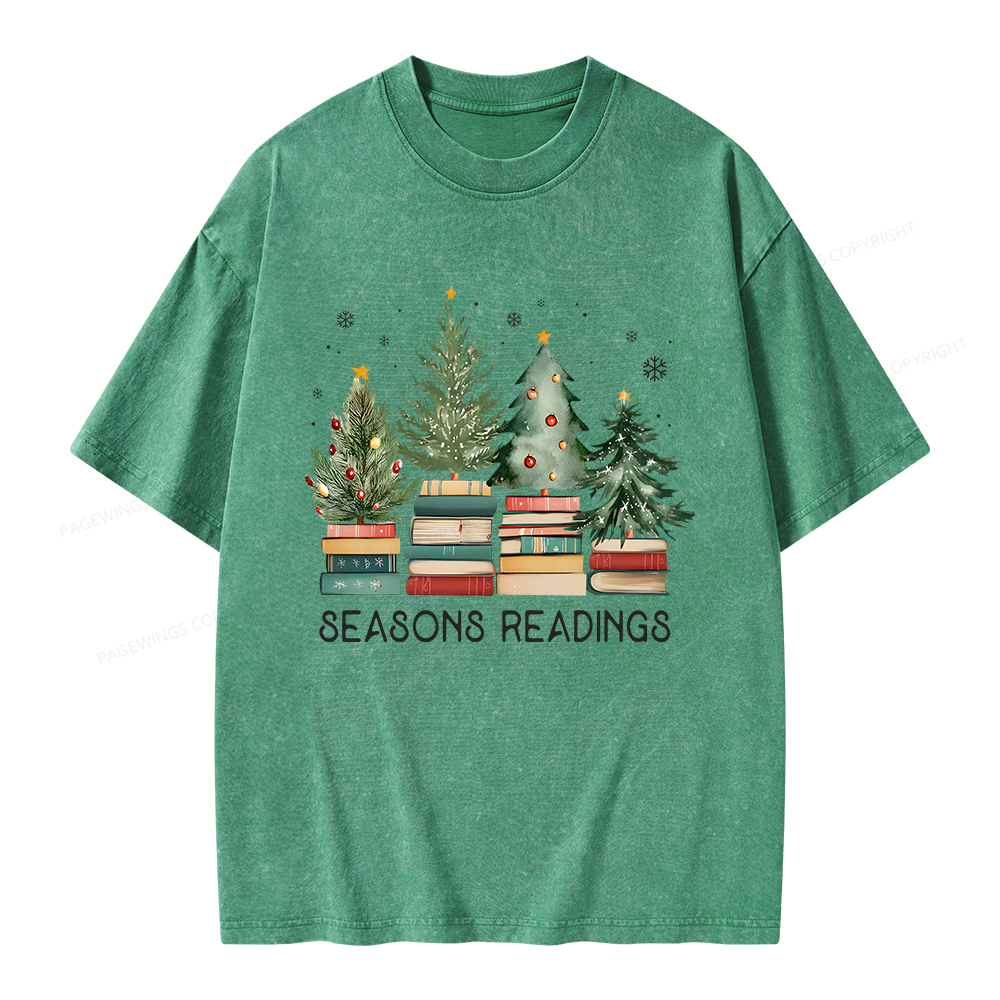 Pagewings Bookish Christmas Unisex Washed T-shirt
