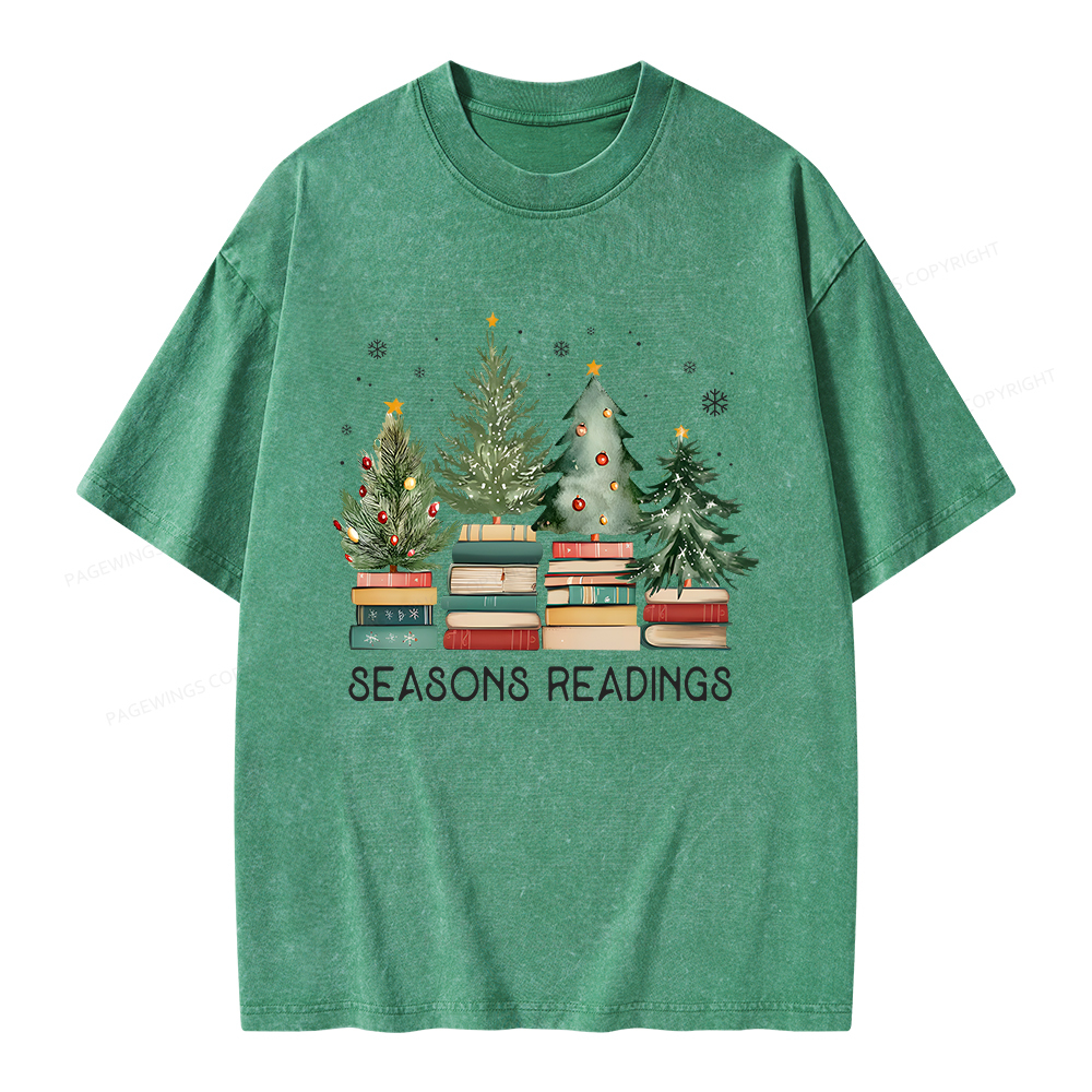 Pagewings Bookish Christmas Unisex Washed T-shirt