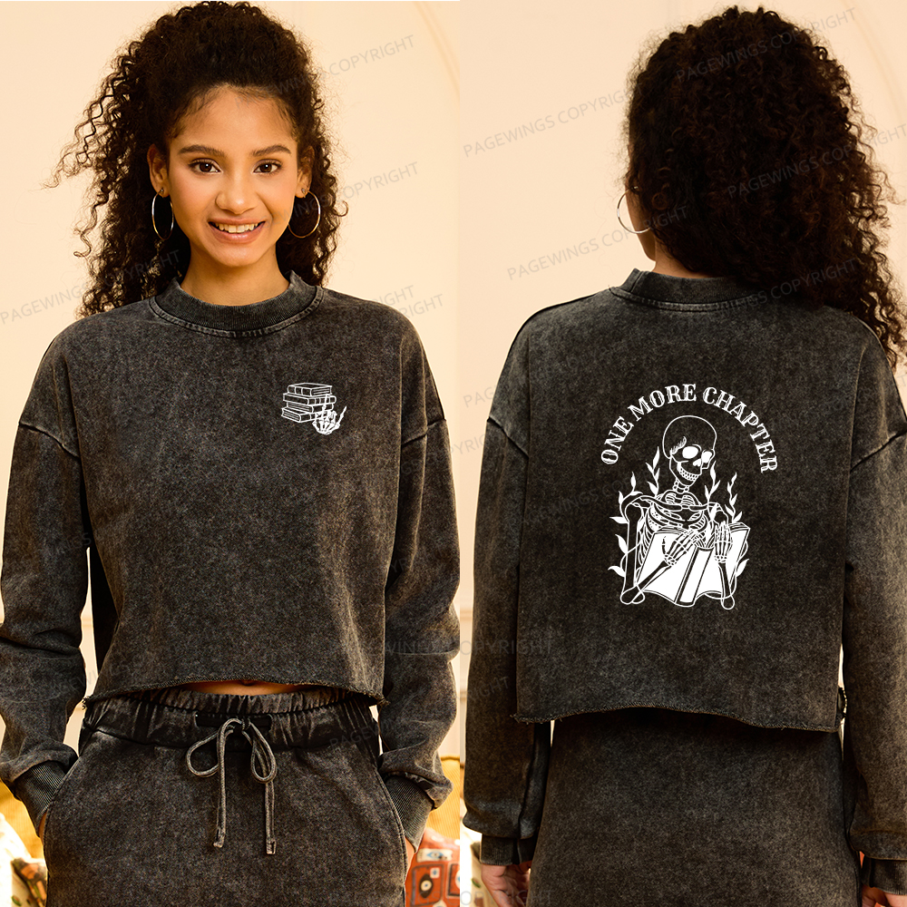 Pagewings One More Chapter Women Washed Crop Sweatshirt