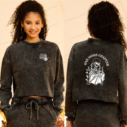 Pagewings One More Chapter Women Washed Crop Sweatshirt
