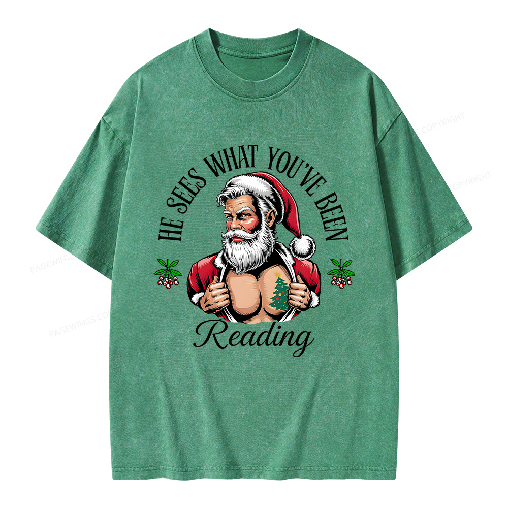 Pagewings He Sees What You've Been Reading Unisex Washed T-shirt