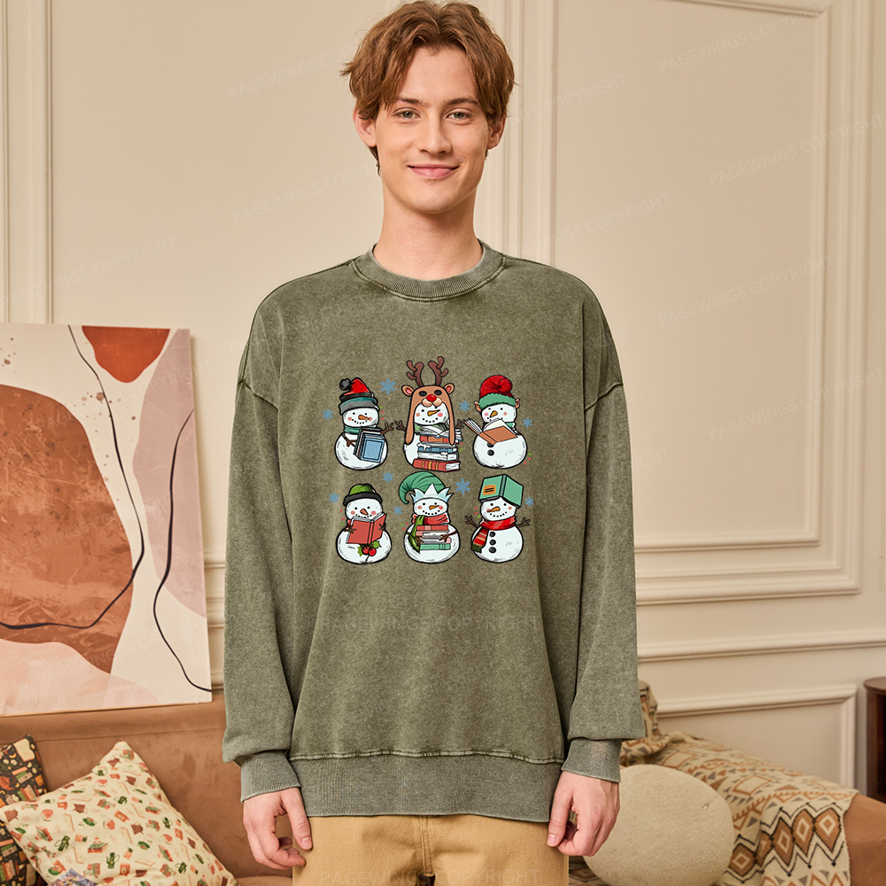 Pagewings Bookish Christmas Unisex Washed Sweatshirt