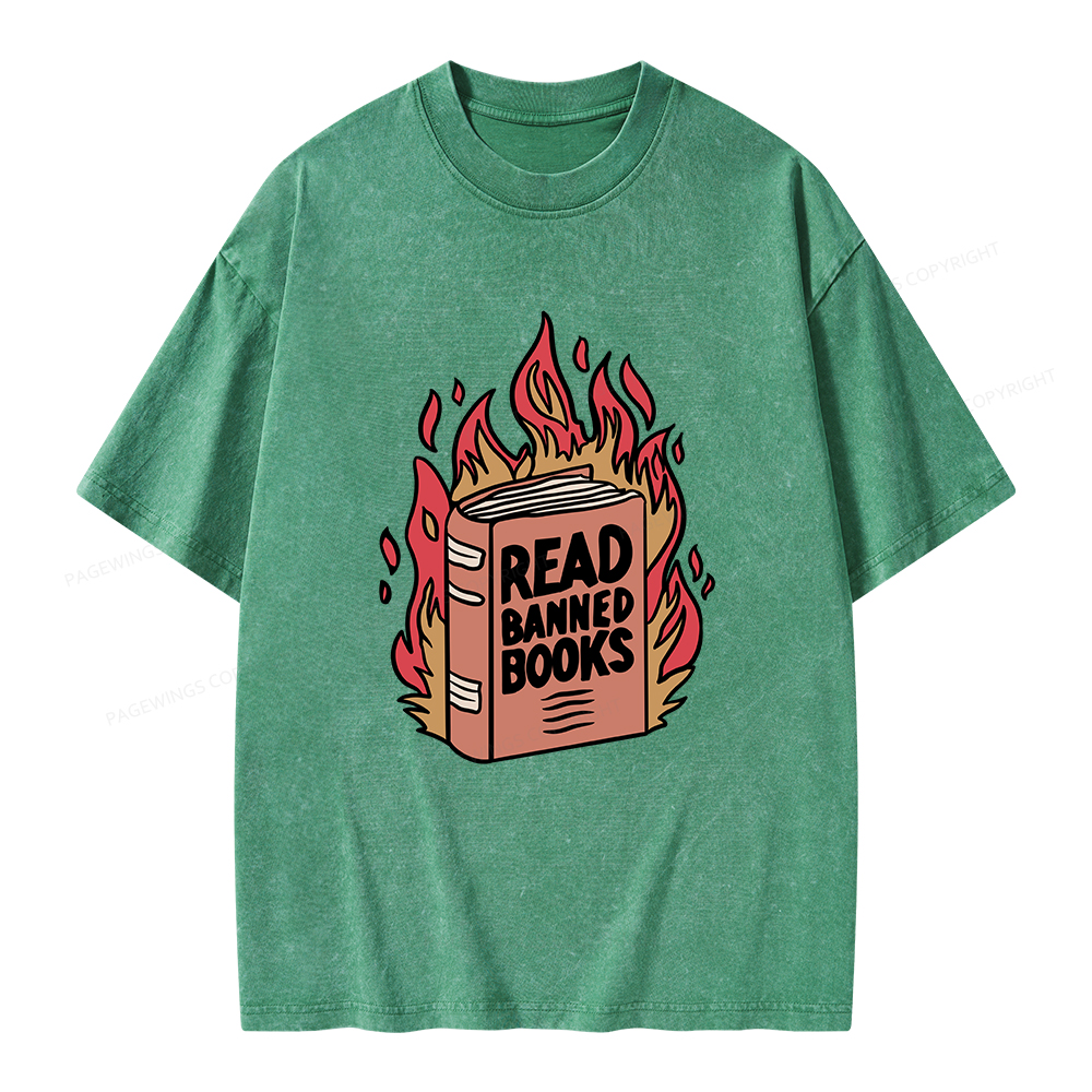 Pagewings Read Banned Books Shirt Unisex Washed T-shirt