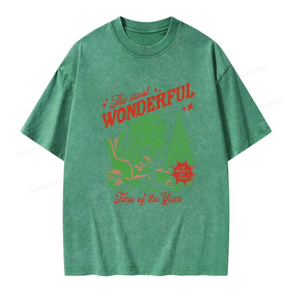 Pagewings All Booked for Christmas Unisex Washed T-shirt