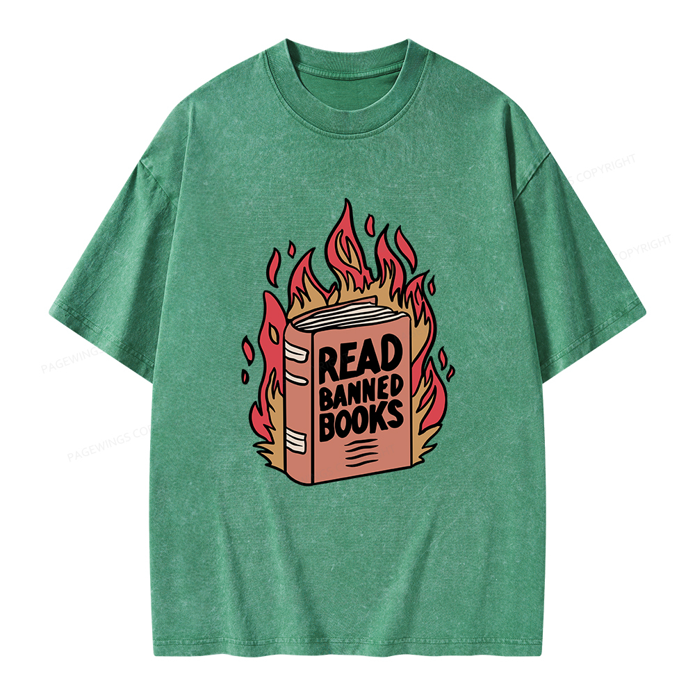 Pagewings Read Banned Books Shirt Unisex Washed T-shirt