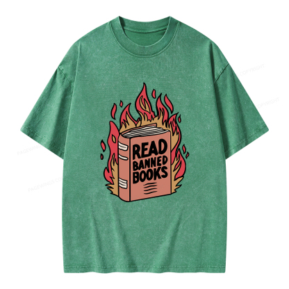 Pagewings Read Banned Books Shirt Unisex Washed T-shirt