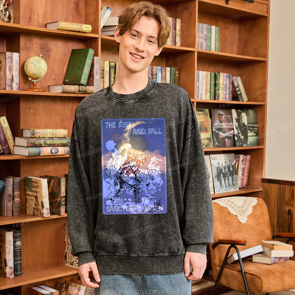 Pagewings The Rise And Fall of Sanctuary Moon Unisex Washed Sweatshirt