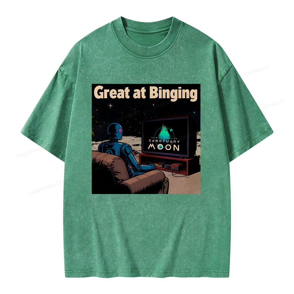 Pagewings Great At Binging Unisex Washed T-shirt