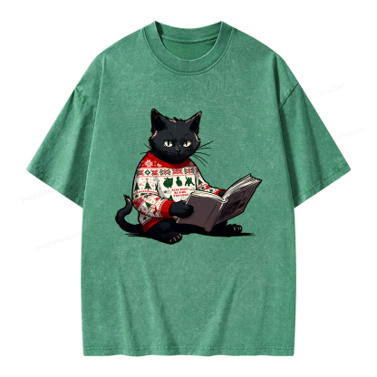 Pagewings Just a Cat Who Loves Reading Unisex Washed T-shirt