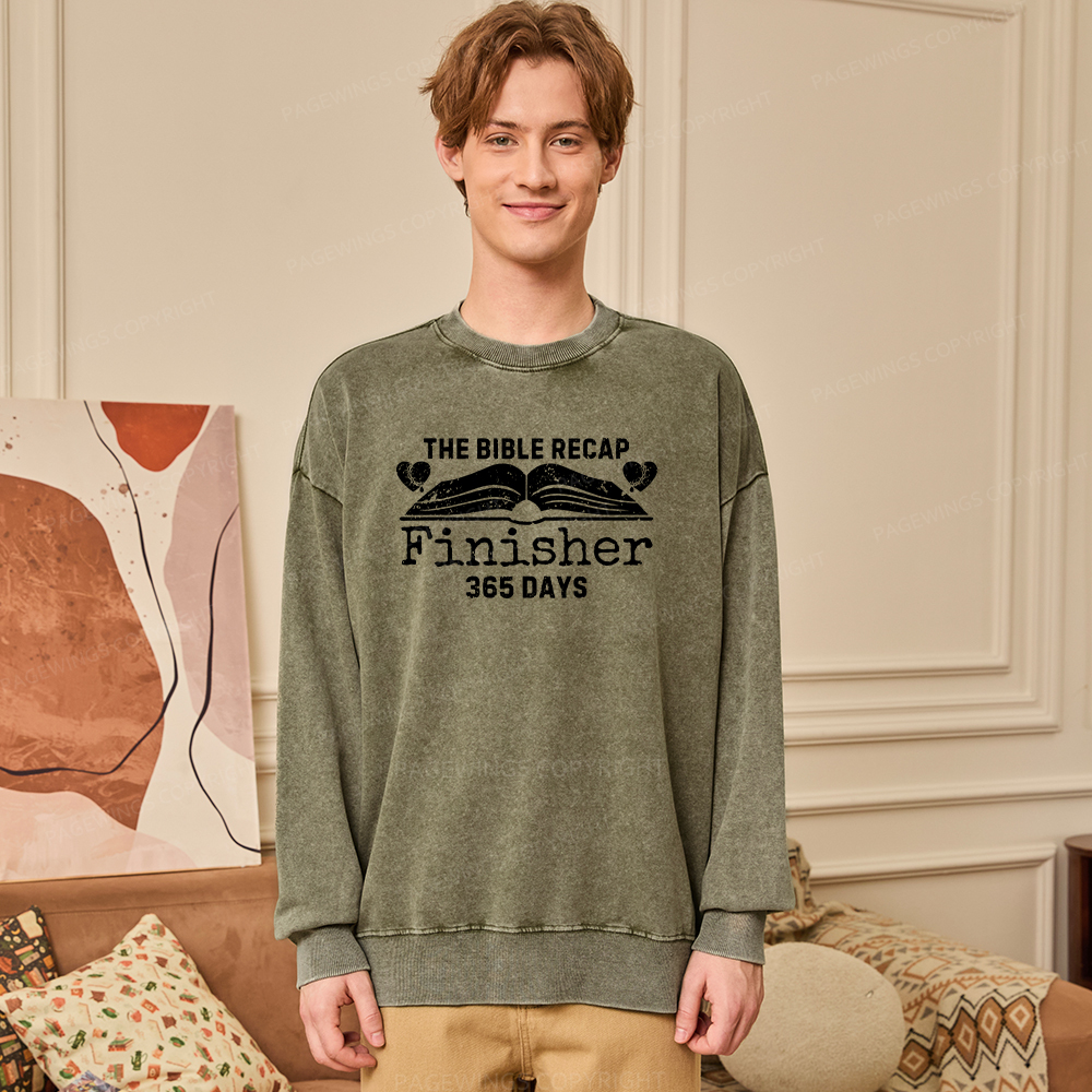 Pagewings  The Bible Recap Finisher 365 Days Unisex Washed Sweatshirt