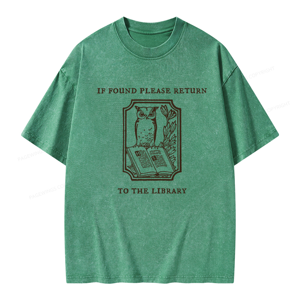 Pagewings Librarian Gift Owl Book Shirt Unisex Washed T-shirt