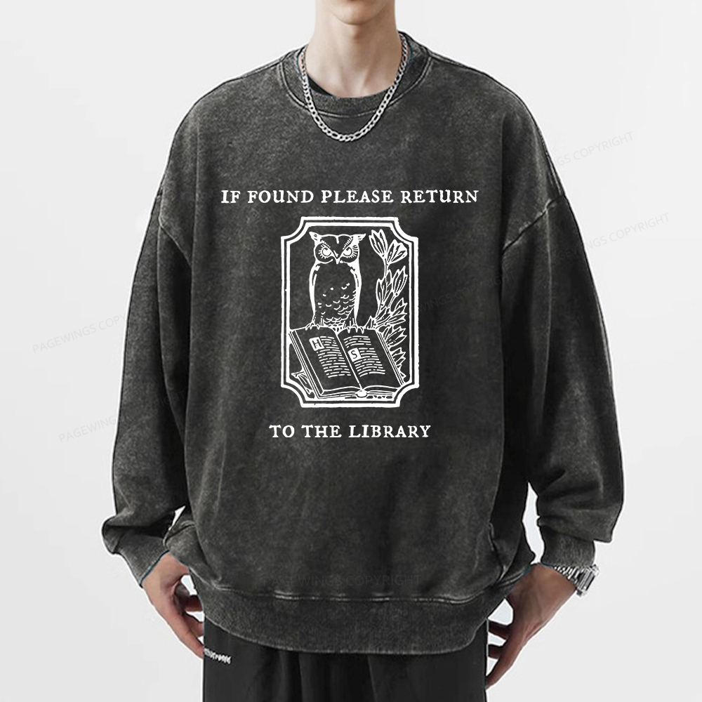 Pagewings Librarian Gift Owl Book Shirt Unisex Washed Sweatshirt