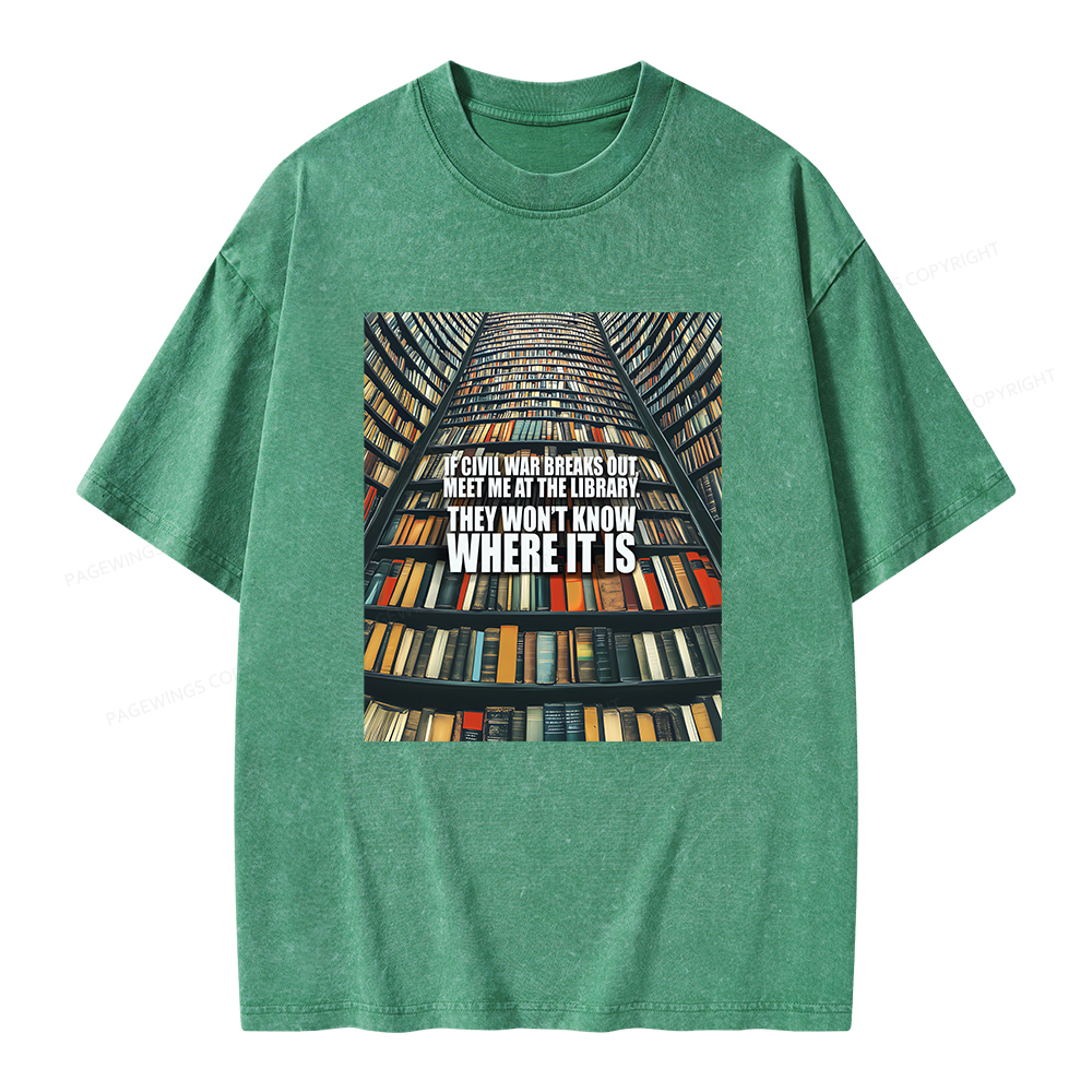 Pagewings Meet Me At The Library Unisex Washed T-shirt