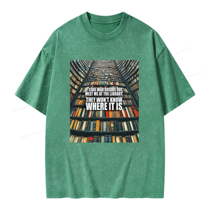 Pagewings Meet Me At The Library Unisex Washed T-shirt