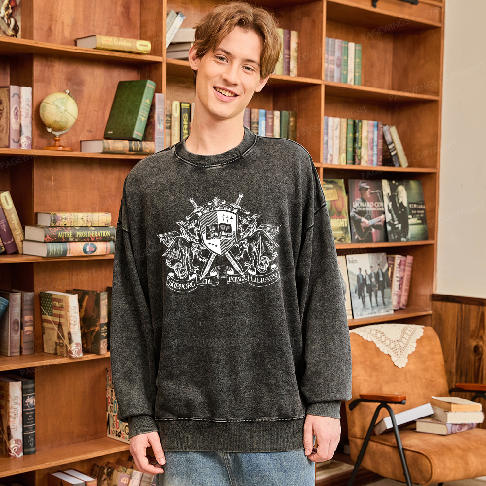 Pagewings Support The Public Library Unisex Washed Sweatshirt