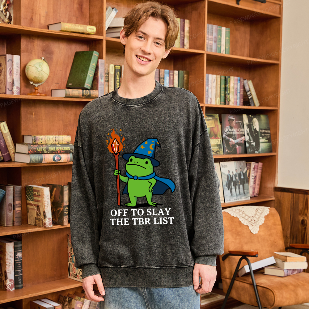 Pagewings Off to Slay The TBR List Unisex Washed Sweatshirt