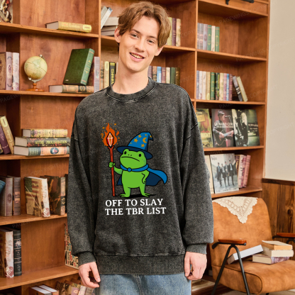 Pagewings Off to Slay The TBR List Unisex Washed Sweatshirt