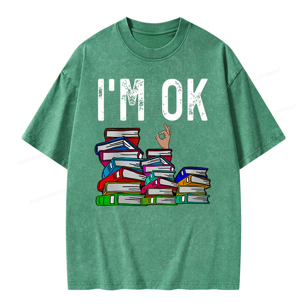 Pagewings Librarian Book Reader Funny Book Lover T Shirts Unisex Washed T-shirt