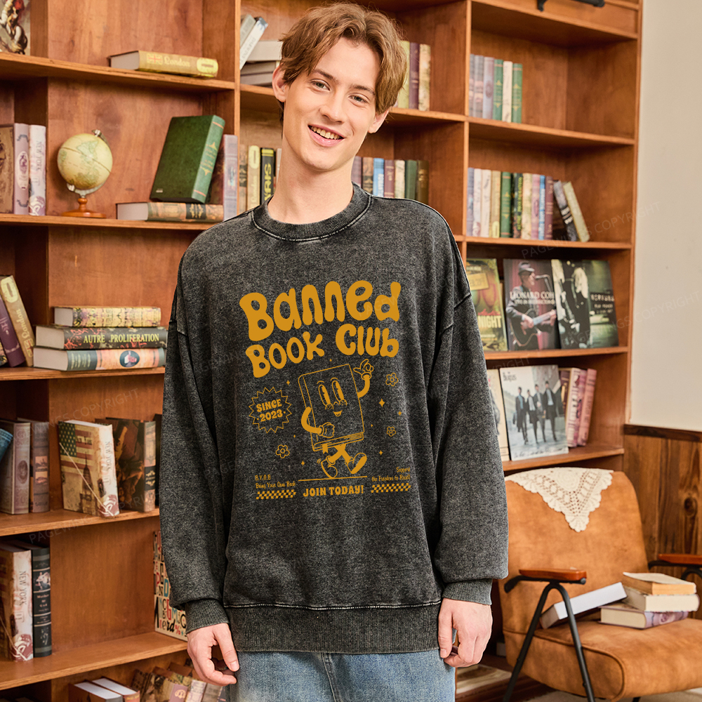 Pagewings Banned Book Club Unisex Washed Sweatshirt