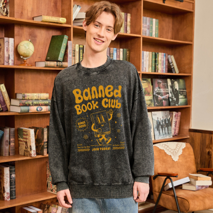 Pagewings Banned Book Club Unisex Washed Sweatshirt