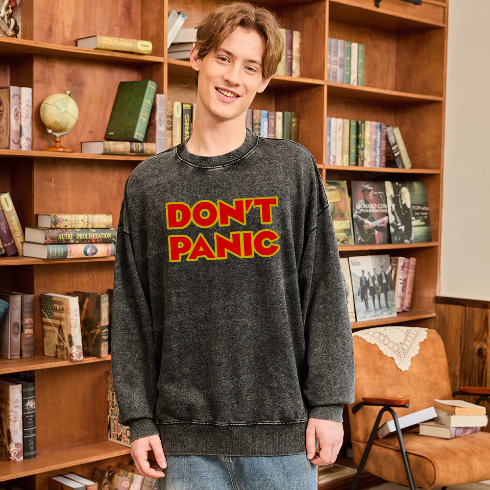 Pagewings Don't Panic Unisex Washed Sweatshirt