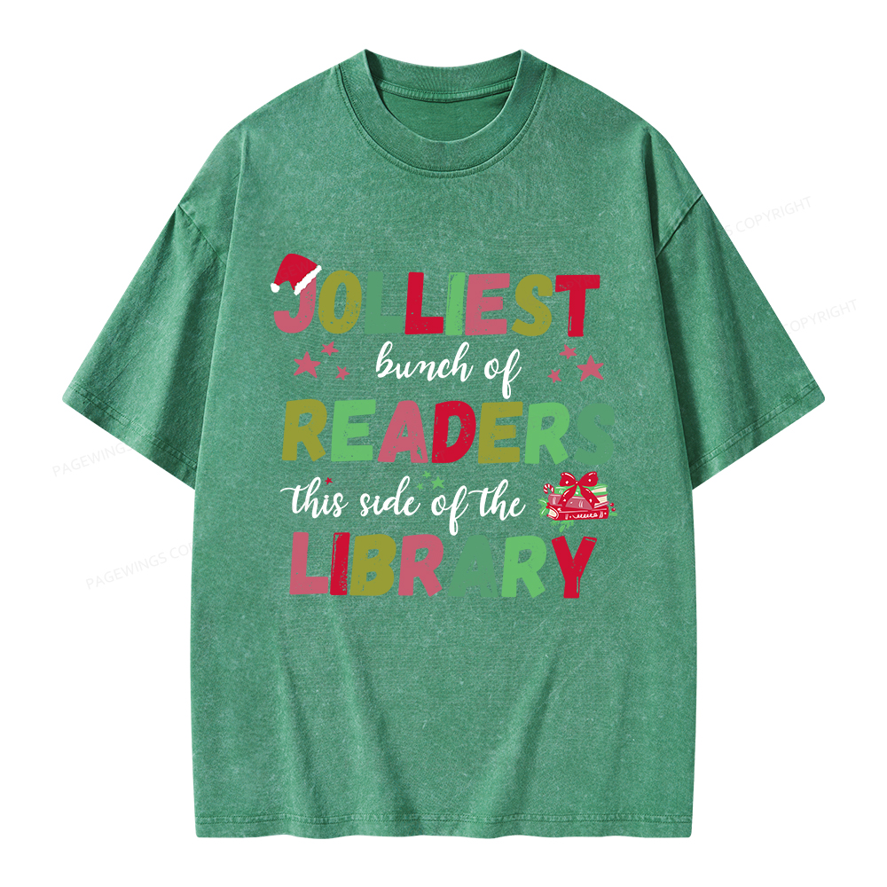 Pagewings Jolliest Bunch Of Readers This Side Of The Library Unisex Washed T-shirt