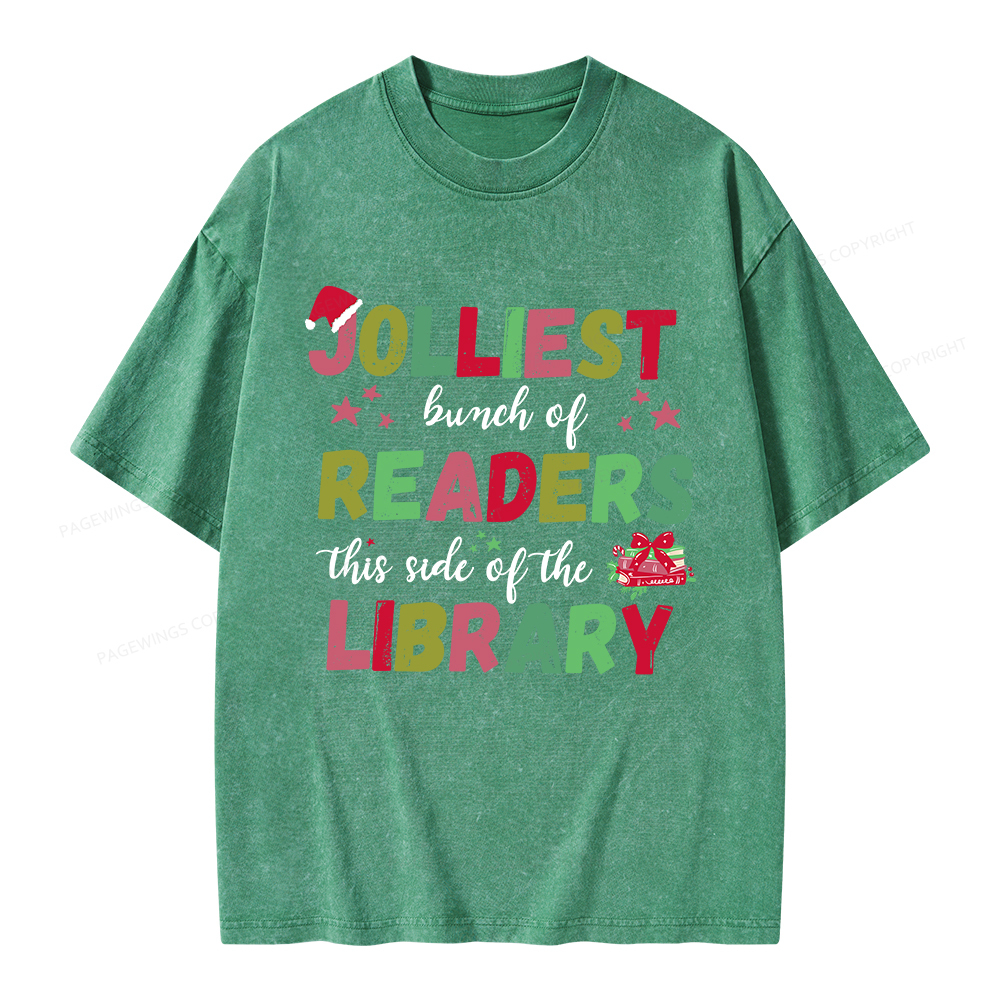 Pagewings Jolliest Bunch Of Readers This Side Of The Library Unisex Washed T-shirt