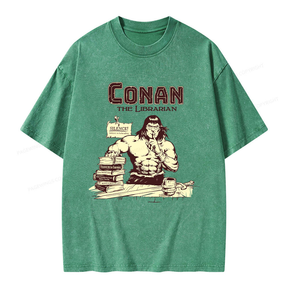 Pagewings Conan the Librarian Unisex Washed T-shirt