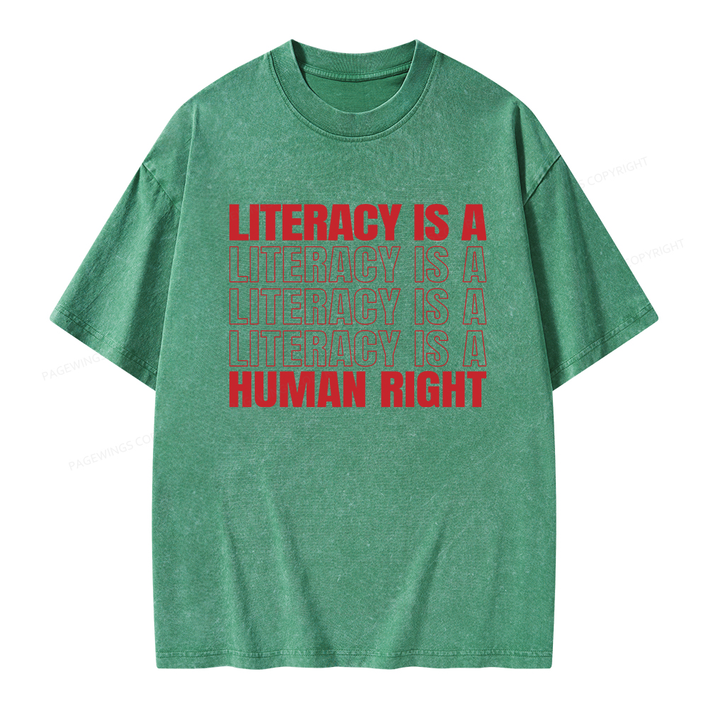 Pagewings Literacy Is A Human Right Unisex Washed T-shirt