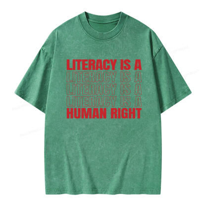 Pagewings Literacy Is A Human Right Unisex Washed T-shirt