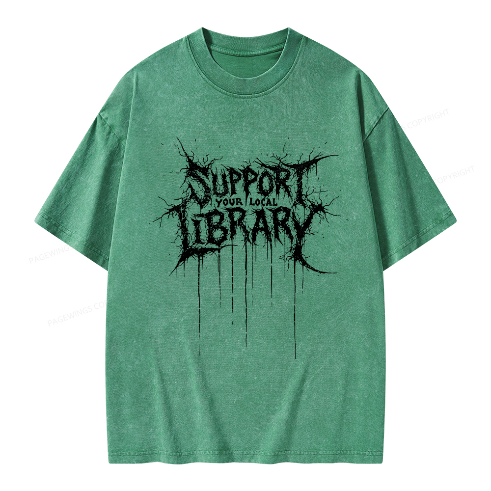 Pagewings Support Your Local Library Unisex Washed T-shirt