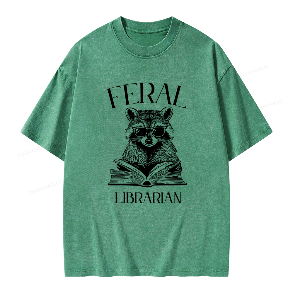 Pagewings Feral Librarian Unisex Washed T-shirt