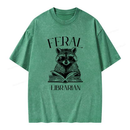 Pagewings Feral Librarian Unisex Washed T-shirt