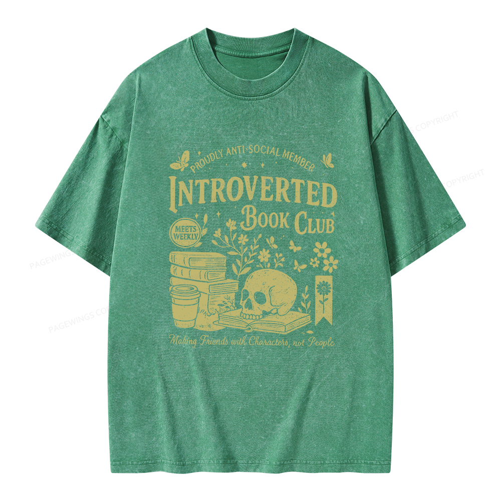 Pagewings Introverted Book Club Unisex Washed T-shirt