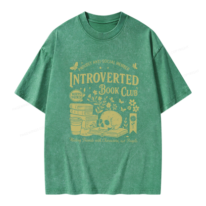 Pagewings Introverted Book Club Unisex Washed T-shirt