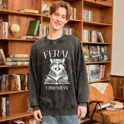 Pagewings Feral Librarian Unisex Washed Sweatshirt