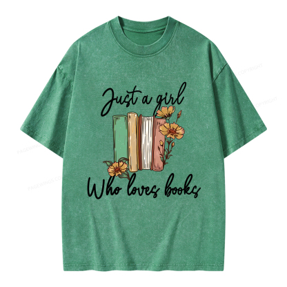 Pagewings Just A Girl Who Loves Books Unisex Washed T-shirt